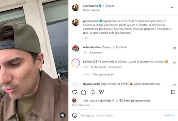 El artista hizo uso de sus redes sociales para pedir ayuda, ofreciendo una recompensa por sus documentos - crédito @pipebueno/Instagram
