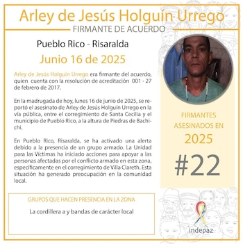 Asesinan firmante de paz en