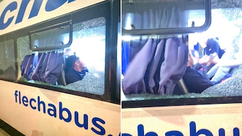 Las fotos y videos del ataque a balazos a los micros de los hinchas de Tigre tras el triunfo ante Nacional en Uruguay