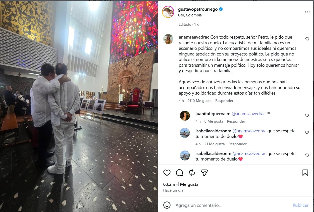 La sobreviviente del terremoto en Cali rechaza la mención de Gustavo Petro y exige que retire la publicación - @gustavopetrourrego/IG