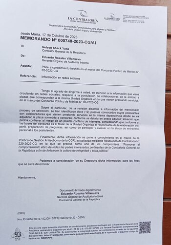 Documento fue difundido el pasado