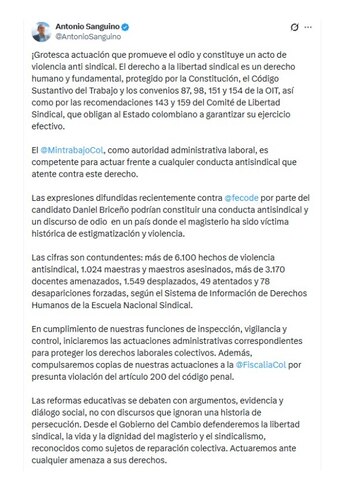 Con este mensaje en X,