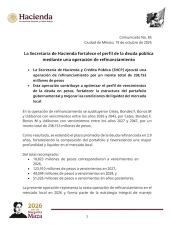 El Gobierno federal modifica los plazos de sus compromisos financieros.