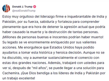 Comunicado de Donald Trump en