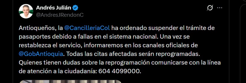 Andrés Julián Rendón - crédito @AndresJRendonC/X