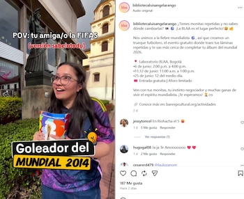 Habrá cuatro fechas para poder ir a intercambiar las láminas y así llenar el álbum Panini - crédito @bibliotecaluisangelarango/IG