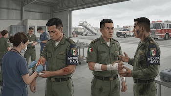Elementos navales presentan lesiones y quemaduras por una flama repentina en la Unidad de Protección Aeroportuaria del AICM