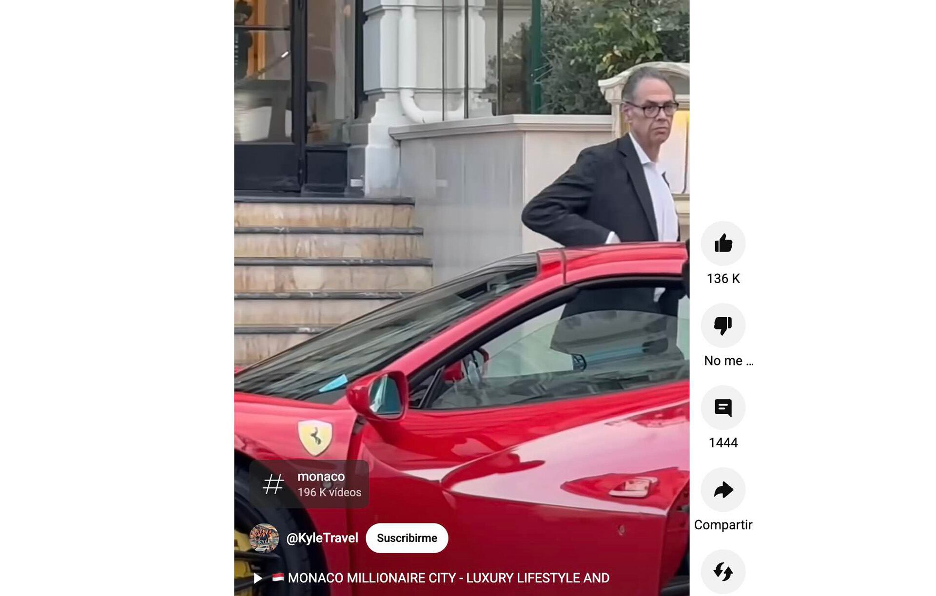 El empresario español Ignacio Ménendez Azcarraga fue sorprendido en Mónaco, abordando una Ferrari.