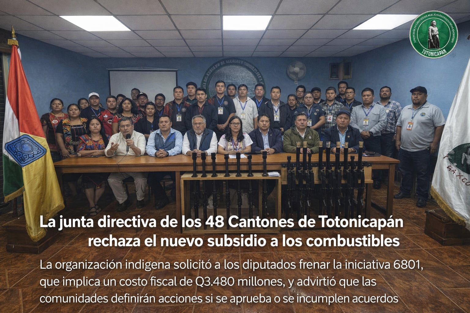 La junta directiva de los 48 Cantones de Totonicapán, Guatemala rechaza el nuevo subsidio a los combustibles