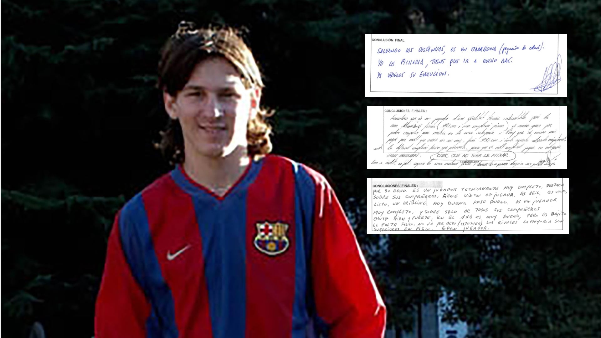 Messi en la cantera del FC Barcelona y los tres informes.