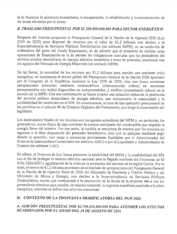 Ministerio de Hacienda - crédito suministrada