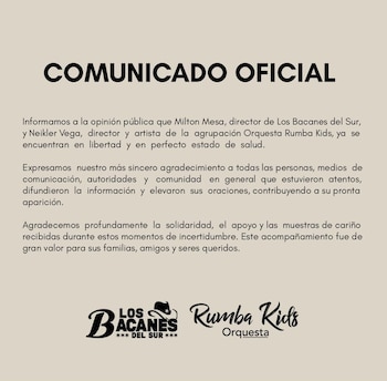 El grupo musical agradeció el acompañamiento de los seguidores - crédito Los Bacanes del Sur / Instagram