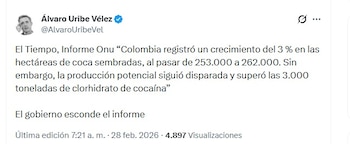 El expresidente Uribe afirmó que