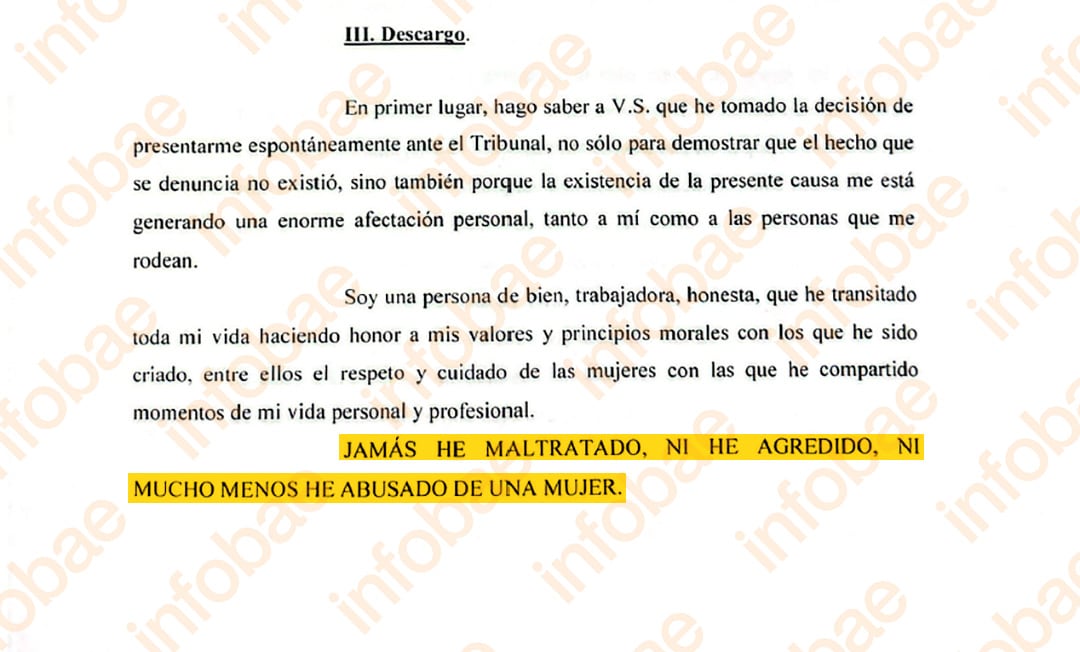 El descargo de Levinton en la Justicia