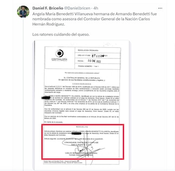 Armando Benedetti tendría cuota burocrática