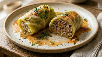 Receta de rollitos de repollo rellenos de carne, rápida y fácil
