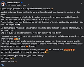 Yessenia actualizó que ya pudieron