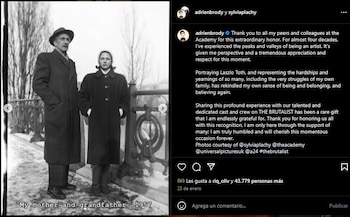 Adrien Brody expresó su emoción