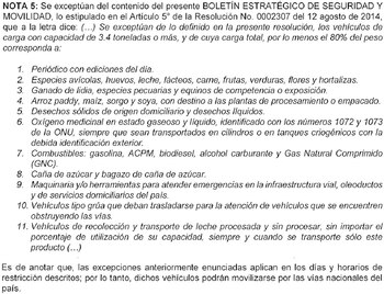 Excepciones al Plan Éxodo, en