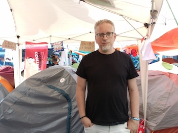 Nacho en la acampada de Sol. (M.G.A. /Infobae)