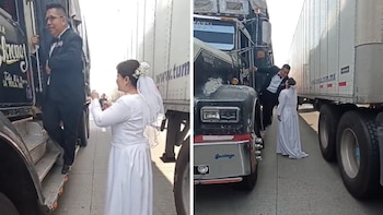 El tráfico se convirtió en un set de fotografía para la pareja. (Instagram/@jahazielmphoto)
