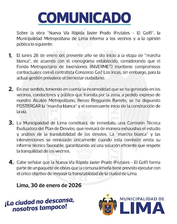 La Municipalidad de Lima suspende
