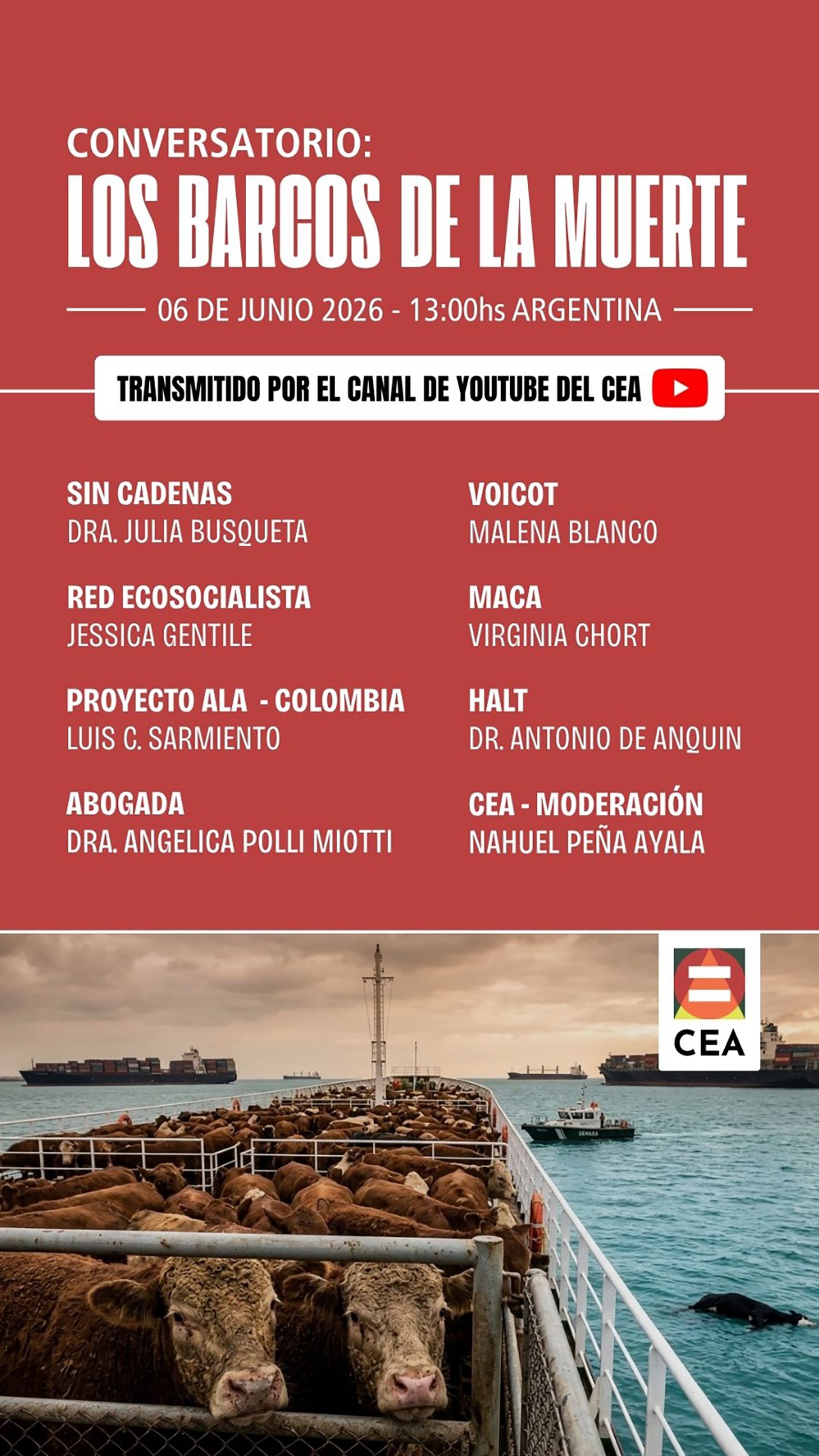 Convocatoria para el conversatorio del sábado 6 de junio,