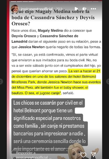 Jessica Newton aclara que la