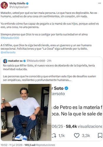 Vicky Dávila respondió con dureza a Matador tras sus comentarios en redes - crédito @VickyDavilaH/X