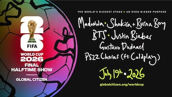 El banner promocional del show de medio tiempo de la final del Mundial 2026 (FIFA)
