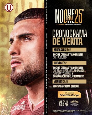 Cronograma de venta para la