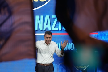 El político italiano Roberto Vannacci en un encuentro en Roma el 14 de junio del 2026. (AP foto/Gregorio Borgia)
