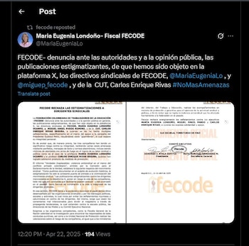 Fecode denunció hostigamiento en redes