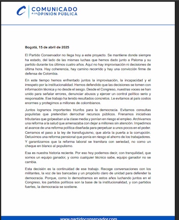 Partido Conservador - crédito Partido Conservador