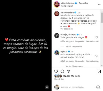 Aida Victoria compartió un emotivo
