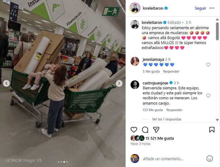Lorelei Tarón, acompañada de sus hijas Annette y Heaven, realizó las compras de la mudanza para sumarse a Falcao en Colombia, y compartió un mensaje singular sobre su retorno al país - crédito @loreleitaron/Instagram