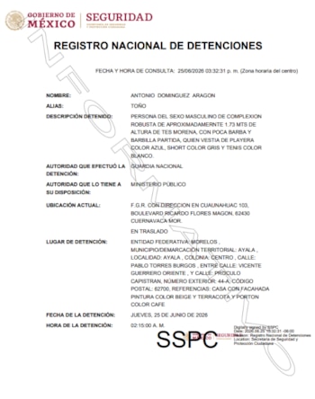 Detienen a Antonio "N", exalcalde de Ayala, Morelos, por presuntos nexos con el crimen organizado