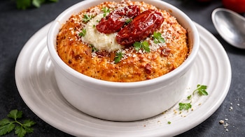 Flan de tomates secos y