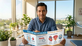 Un hombre sonríe mientras sostiene