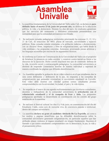 Un comité fue creado para difundir mensajes digitales y elaborar contra narrativas frente a discursos de oposición, mientras los estudiantes preparan una pieza audiovisual para presentarse como un movimiento organizado - crédito Asamblea Univalle