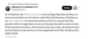 El congresista Heráclito Landinez defendió