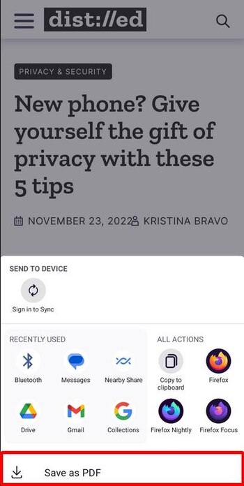 La aplicación de Mozilla Firefox