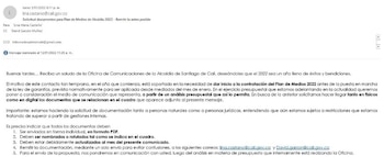 Correo que se habría enviado