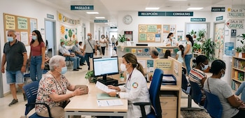 Cientos de residentes accedieron a consultas, servicios preventivos y orientación médica en el Politécnico Profesora Morayma Veloz de Báez. (Visual IA)
