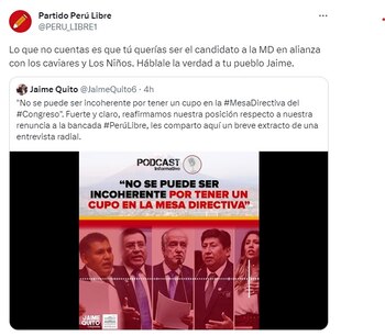 Partido liderado por Vladimir Cerrón