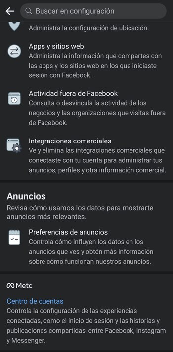 Centro de Cuentas de Meta