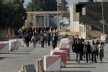 Trabajadores palestinos, que se encontraban