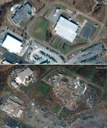 Antes y después del tornado en EEUU