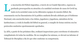 El comunicado de la entidad