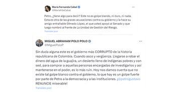 Miguel Polo Polo y María Fernanda Cabal cuestionaron al presidente Gustavo Petro por el escándalo de corrupción en la Ungrd - crédito @MariaFdaCabal/X y @MiguelPoloP/X